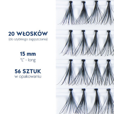 Fake individual eyelashes with knott, thickness 20 hairs, lenght 15 Lovenue by Magda Pieczonka (L)