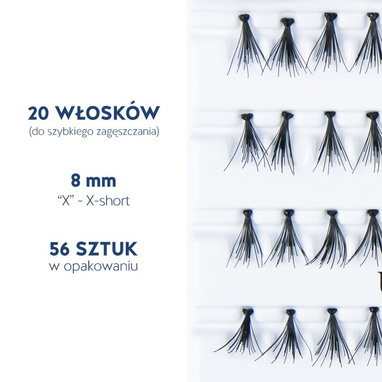 Fake individual eyelashes with knott, thickness 20 hairs, lenght 8 mm Lovenue by Magda Pieczonka (X)