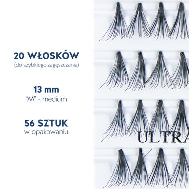 Fake individual eyelashes without knott, thickness 20 hairs, lenght 13 Lovenue by Magda Pieczonka (M)