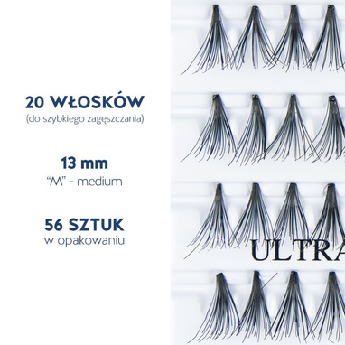 Fake individual eyelashes without knott, thickness 20 hairs, lenght 13 Lovenue by Magda Pieczonka (M)