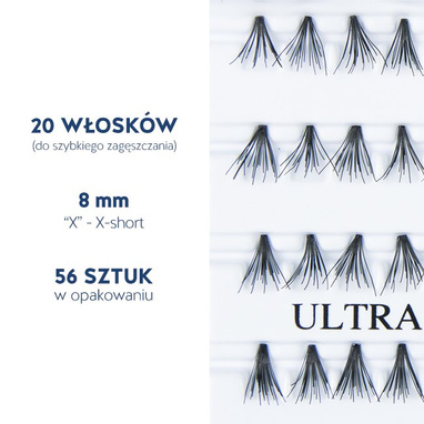 Fake individual eyelashes without knott, thickness 10 hairs, lenght 8 mm Lovenue by Magda Pieczonka (X)