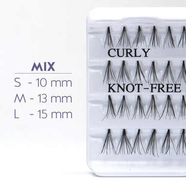 Fake individual curled eyelashes without knott, thickness 20 hairs, MIX Lovenue by Magda Pieczonka (mix)