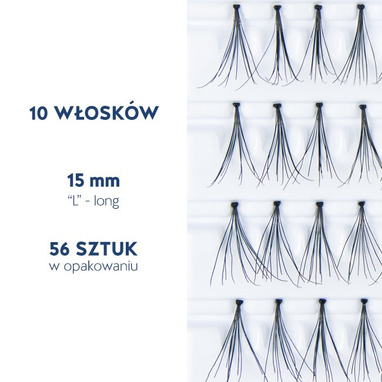 Sztuczne rzęsy KĘPKI z węzłem, 10 włosków – 15 mm (L) – Lovenue by Magda Pieczonka